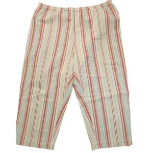 Additions by Chico's size 3 white/red/yellow striped capris elastic waist